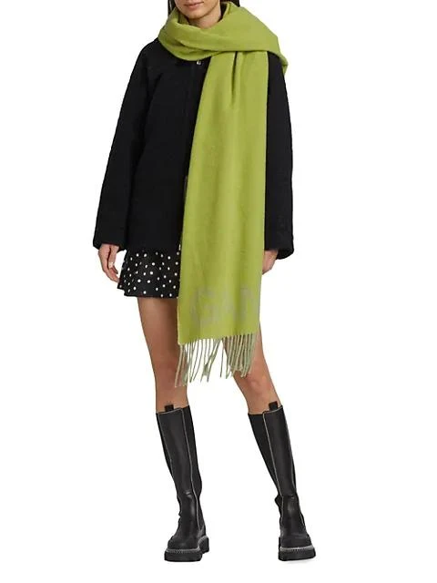 商品Ganni|Wool Mix Fringed Scarf,价格¥862,第1张图片