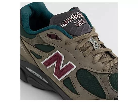 商品New Balance|男款 新百伦 990v3 美产 休闲鞋 橄榄绿 军绿色,价格¥1503,第5张图片详细描述