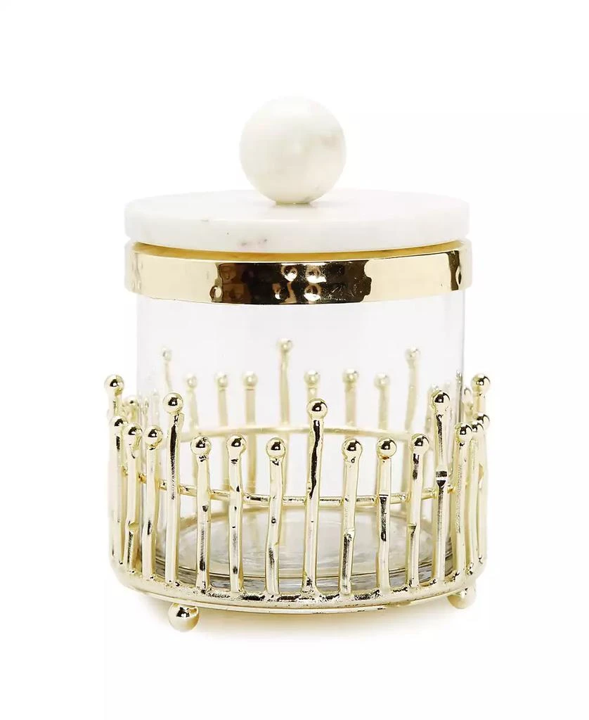 商品Classic Touch|Small Canister with Straight Cut Design and Marble Lid Set, 2 Piece,价格¥274,第1张图片