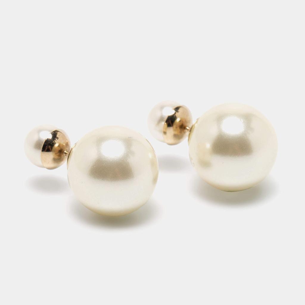 Dior Tribales Faux Pearl Gold Tone Stud Earrings商品第1张图片规格展示