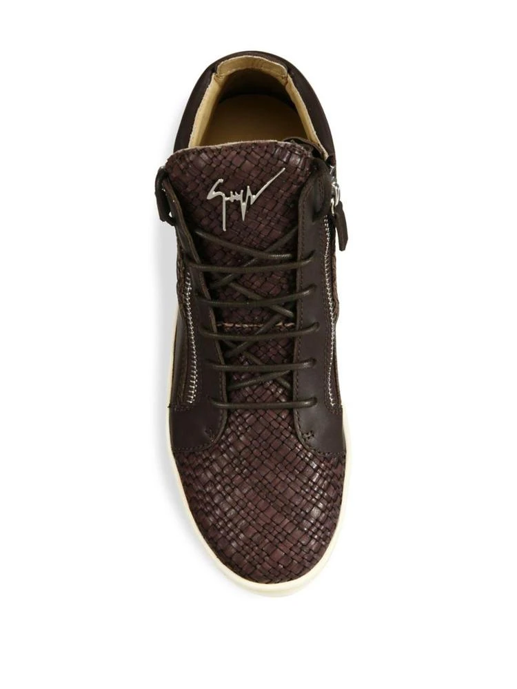 商品Giuseppe Zanotti|Woven Leather Mid-Top Sneakers,价格¥3731,第4张图片详细描述