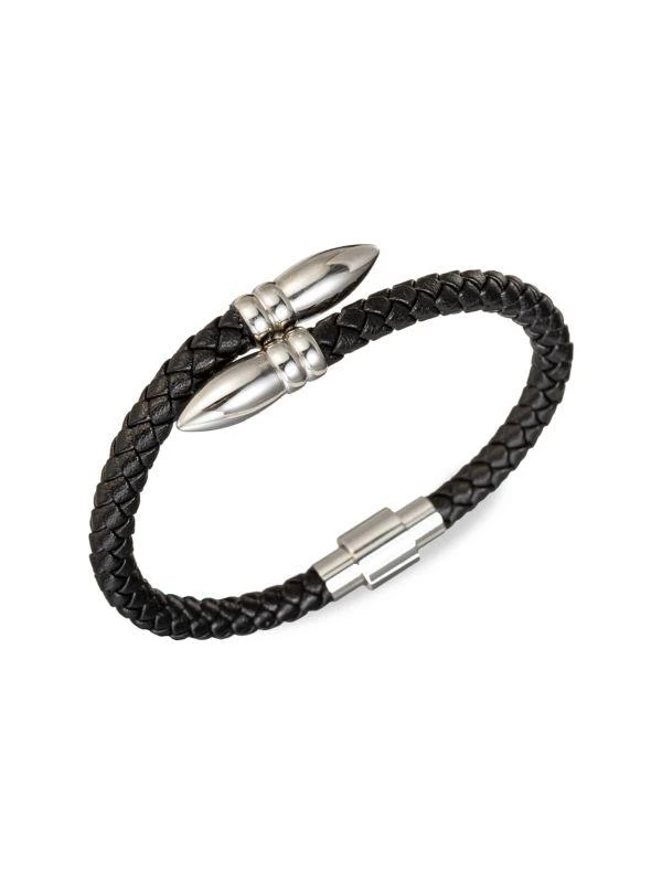 商品Eye Candy LA|Luxe David Leather & Titanium Spike Cuff Bracelet,价格¥300,第1张图片