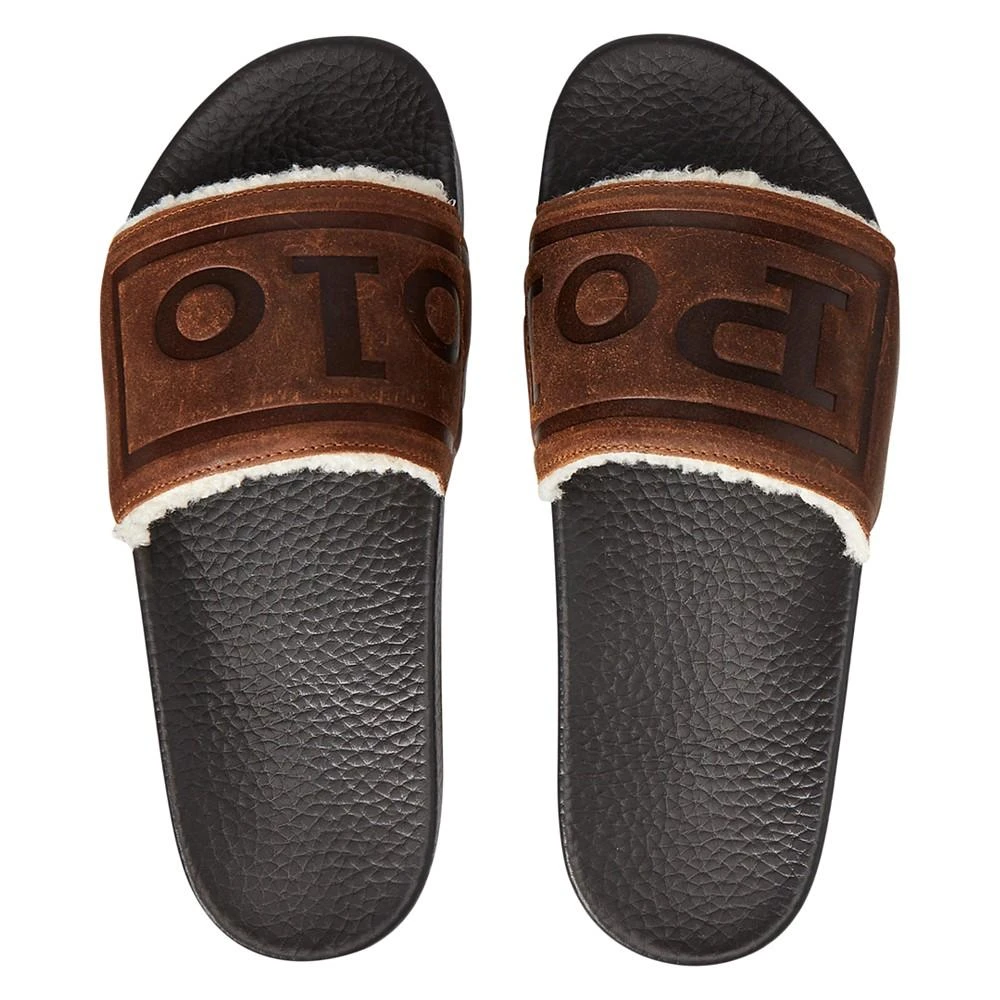 商品Ralph Lauren|Men's Suede & Sherpa-Lined Logo Slide Sandals,价格¥209,第3张图片详细描述