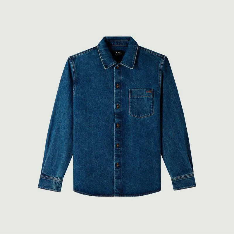 商品A.P.C.|Vittorio overshirt Embroidered chest WASHED INDIGO APC PARIS,价格¥2049,第1张图片