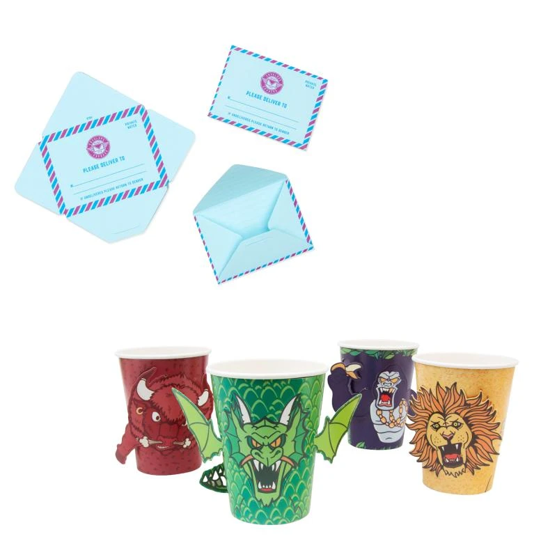 商品SUCK UK|Party animals fold out disposable cups and vintage envelopes memo notes pad set,价格¥389,第1张图片