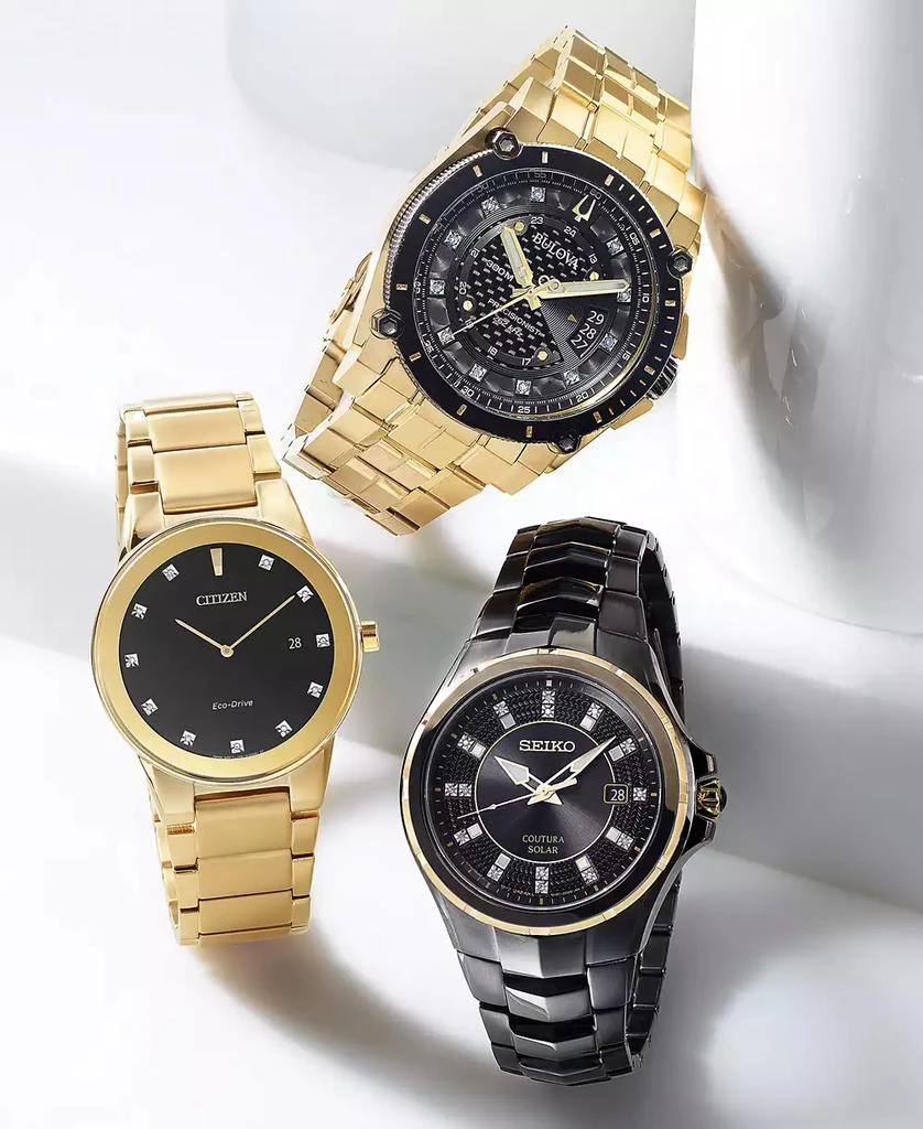 商品Citizen|Men's Eco-Drive Axiom Diamond Accent Gold-Tone Stainless Steel Bracelet Watch 40mm AU1062-56G,价格¥2715,第2张图片详细描述