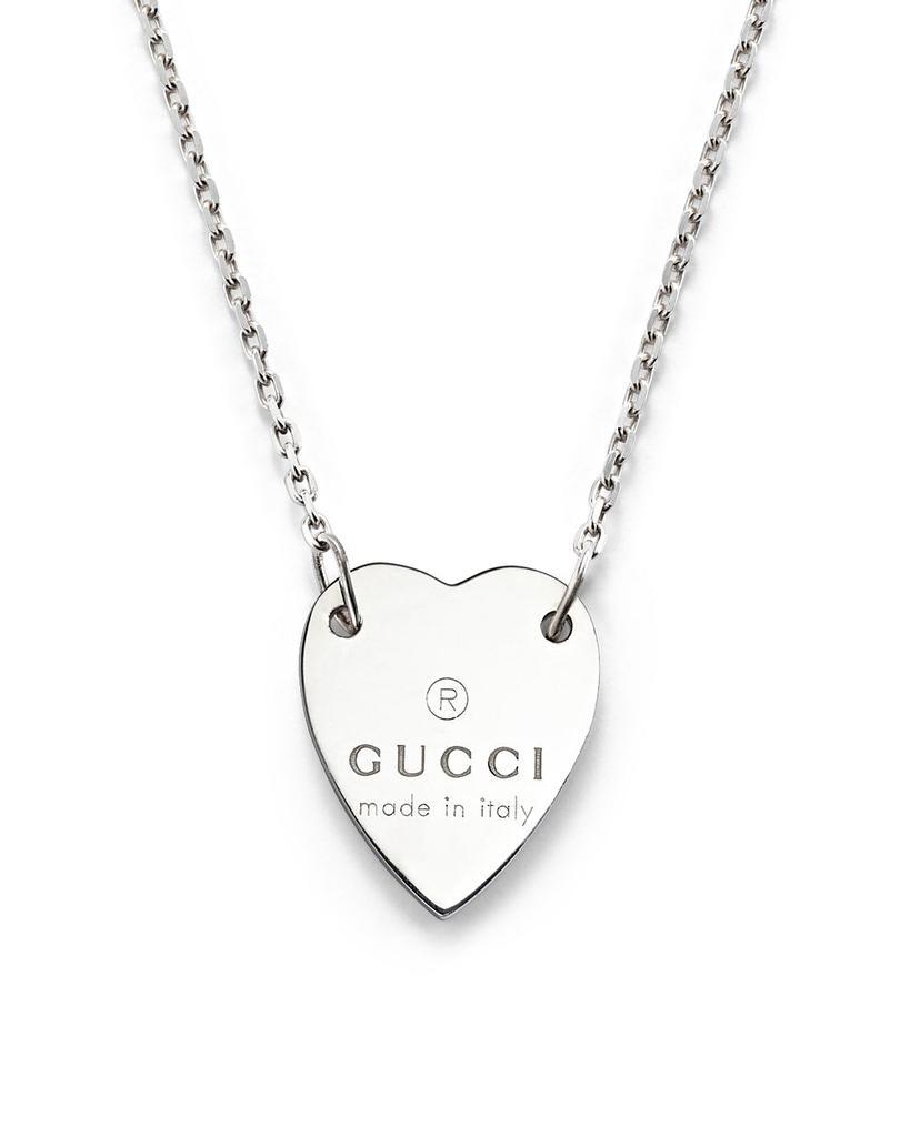 商品Gucci|Engraved Trademark 纯银心形项链, 18",价格¥1936,第1张图片