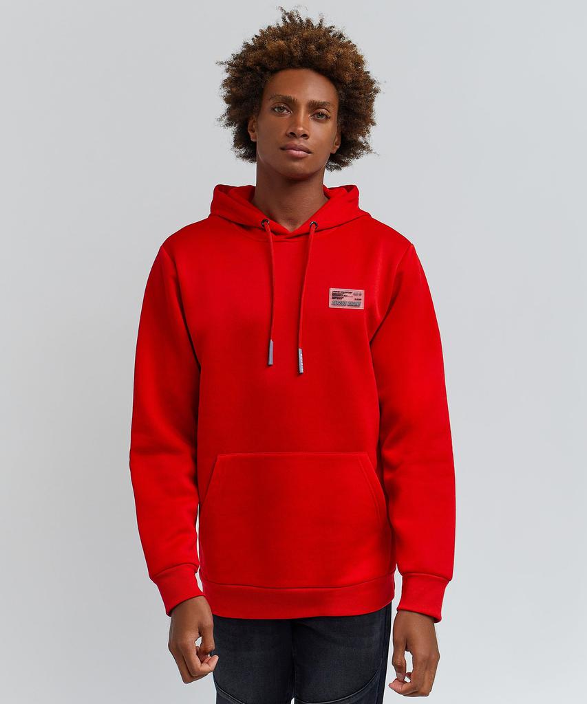 Basic Croyden Hoodie With Rubber Patch - Red商品第1张图片规格展示