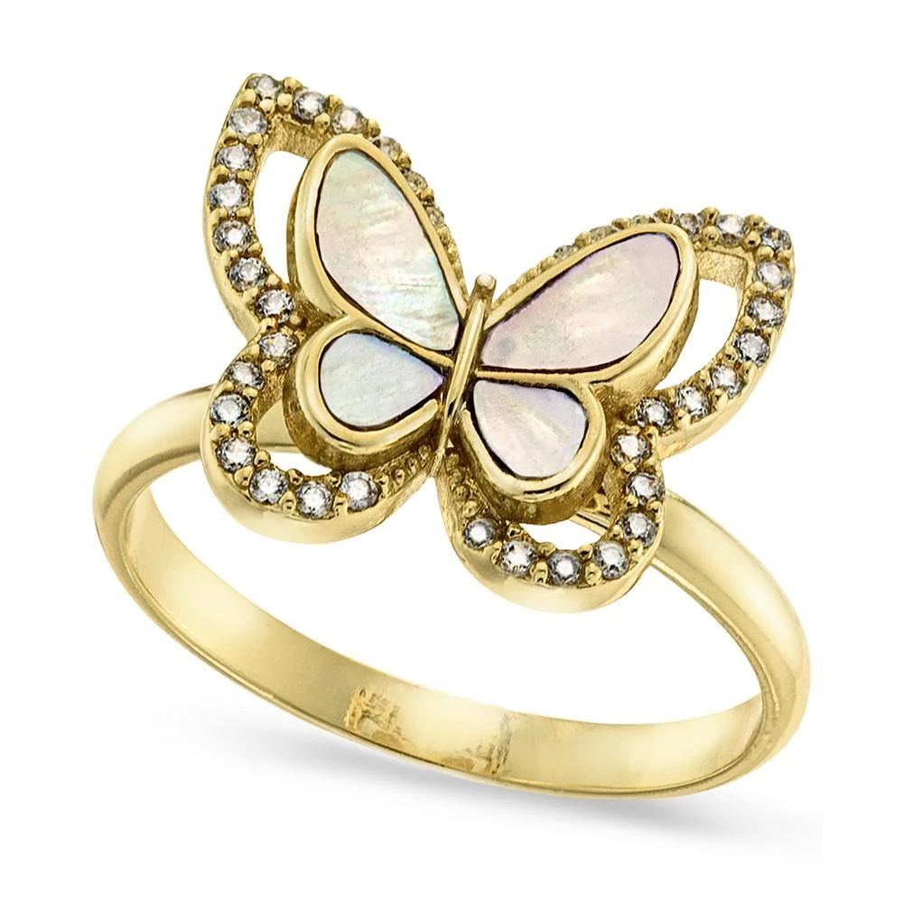 商品Charter Club|Gold-Plate Pavé & Mother-of-Pearl Butterfly Ring, Created for Macy's,价格¥89,第1张图片