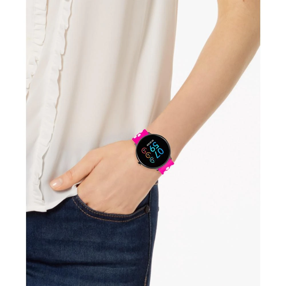 Women's Fuchsia & White Silicone Strap Touchscreen Sport Smart Watch 43.2mm 商品