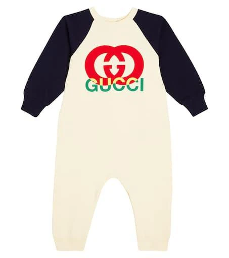 商品Gucci|婴幼儿 — Interlocking G棉质针织连身衣,价格¥2847,第1张图片