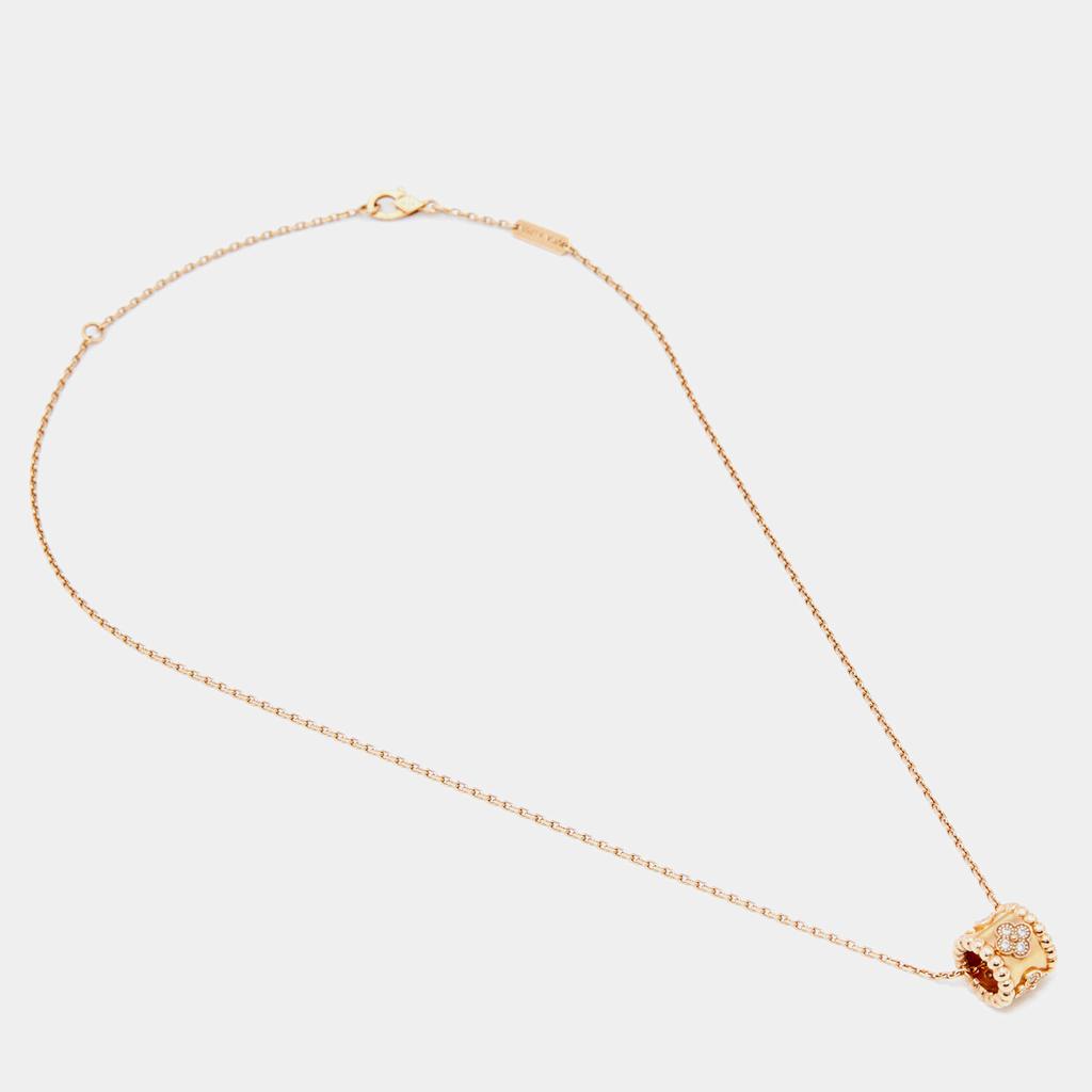 Van Cleef & Arpels Perlée Clover Diamonds 18k Rose Gold Pendant Necklace商品第3张图片规格展示