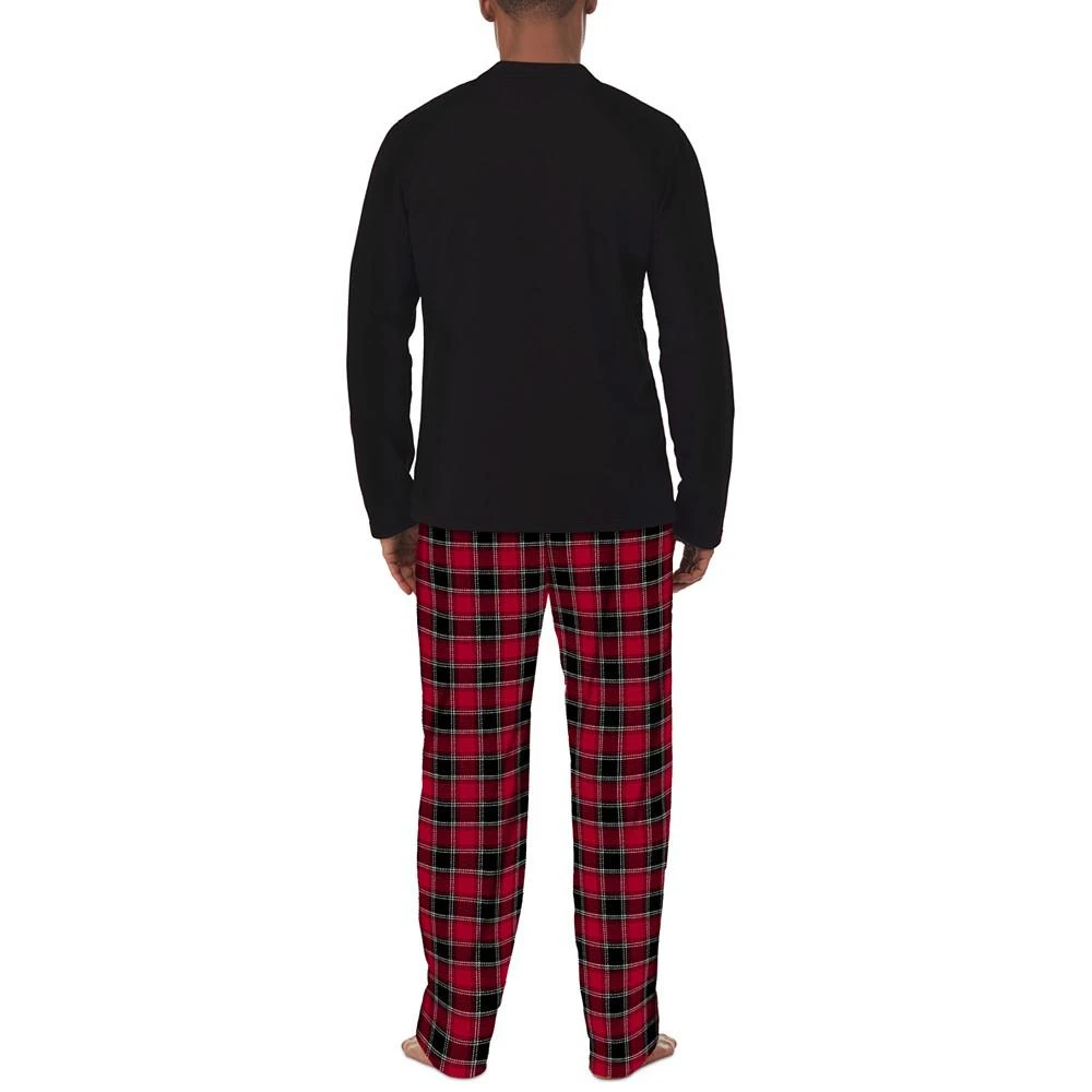 商品Cuddl Duds|Men's Cozy Lodge 2-Pc. Solid French Terry Sweatshirt & Plaid Pajama Pants Set,价格¥258,第2张图片详细描述