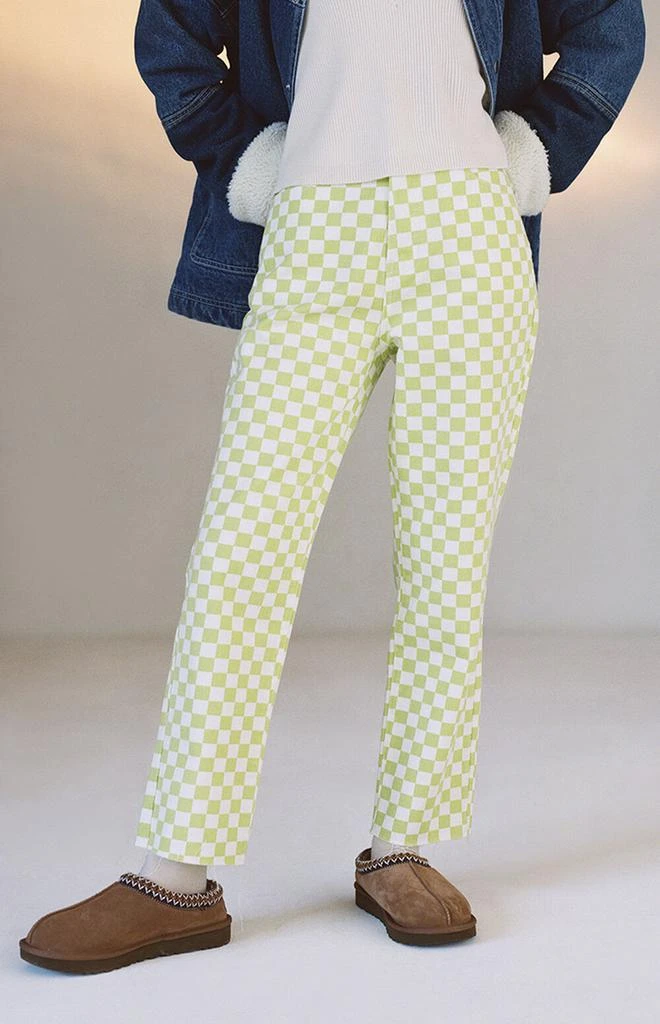 商品PacSun|Eco Lime Checkerboard High Waisted Straight Leg Jeans,价格¥133,第2张图片详细描述