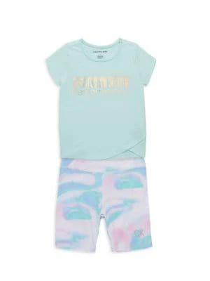 商品Calvin Klein|​Little Girl's 2-Piece Logo T-Shirt & Shorts Set,价格¥103,第1张图片