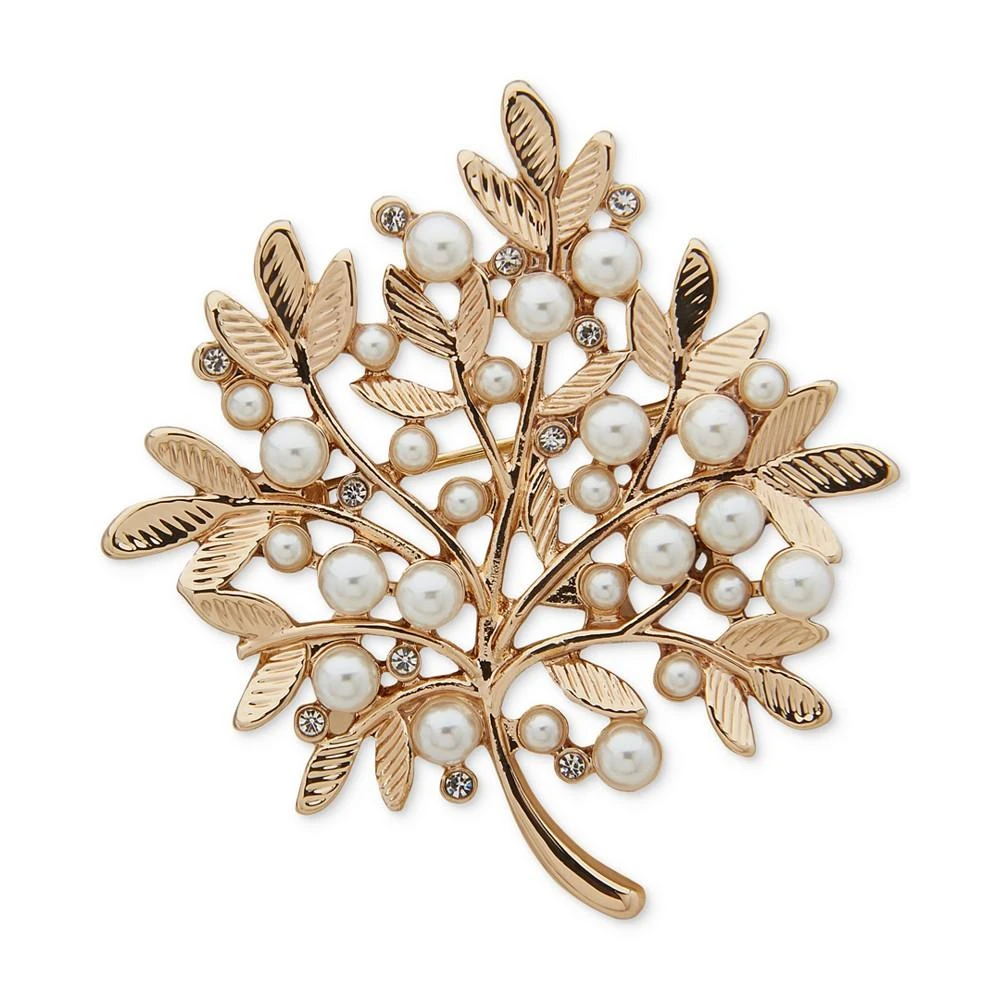 商品Anne Klein|Gold-Tone Imitation Pearl & Crystal Tree Branch Pin,价格¥105,第1张图片