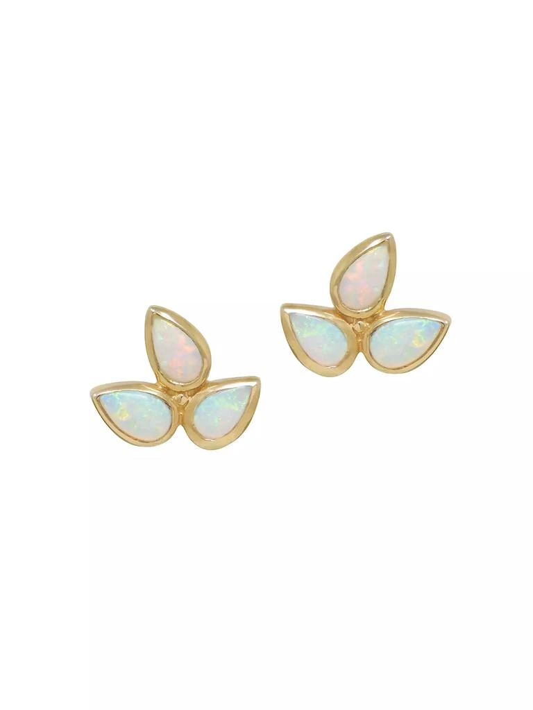 商品Anzie|Bouquet Fleur-De-Lis 14K Yellow Gold & Gemstone Stud Earrings,价格¥9413,第1张图片