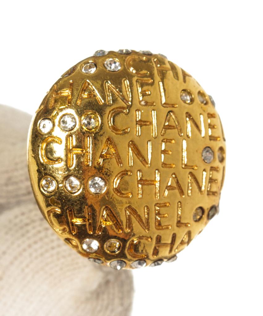 Chanel Gold CC Rhinestone Clip On Earrings商品第3张图片规格展示