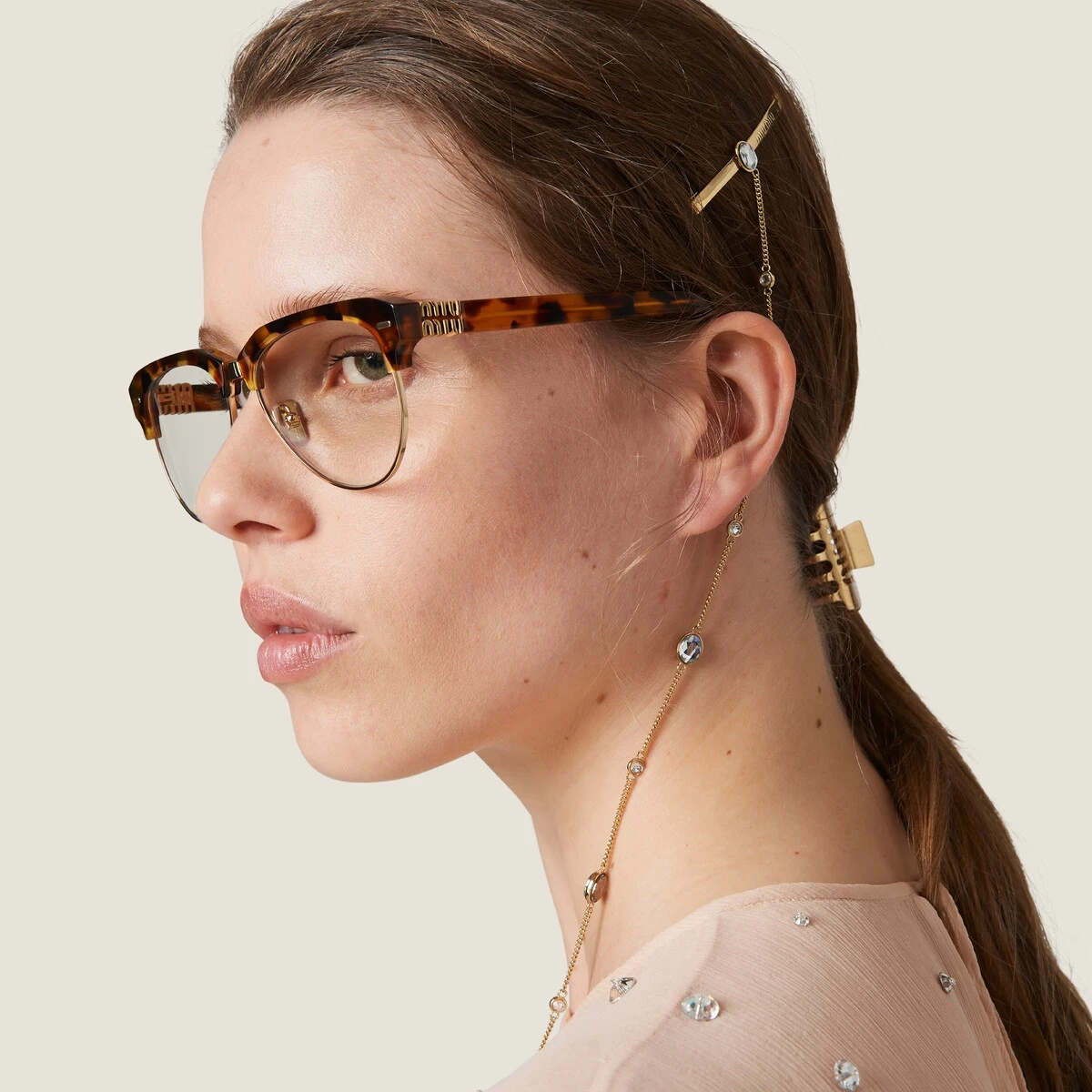 【预售】 缪缪 25春夏 女士 挂饰 Barrette en métal serti de cristaux 5IF166_2CR5_F0NXA  商品