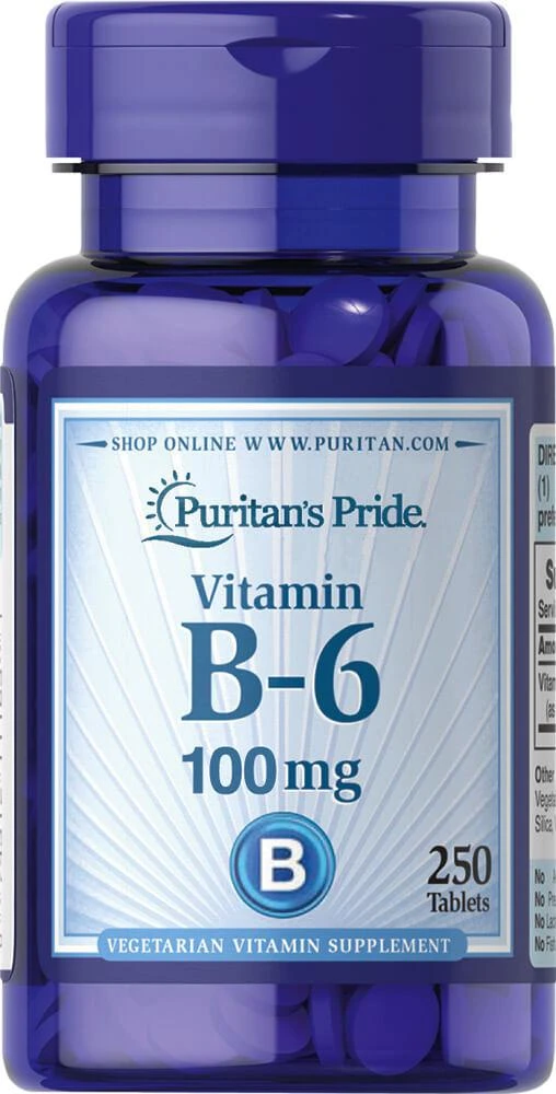 商品Puritan's Pride|Vitamin B-6 (Pyridoxine Hydrochloride) 100 mg 250 Tablets,价格¥186-¥372,第1张图片