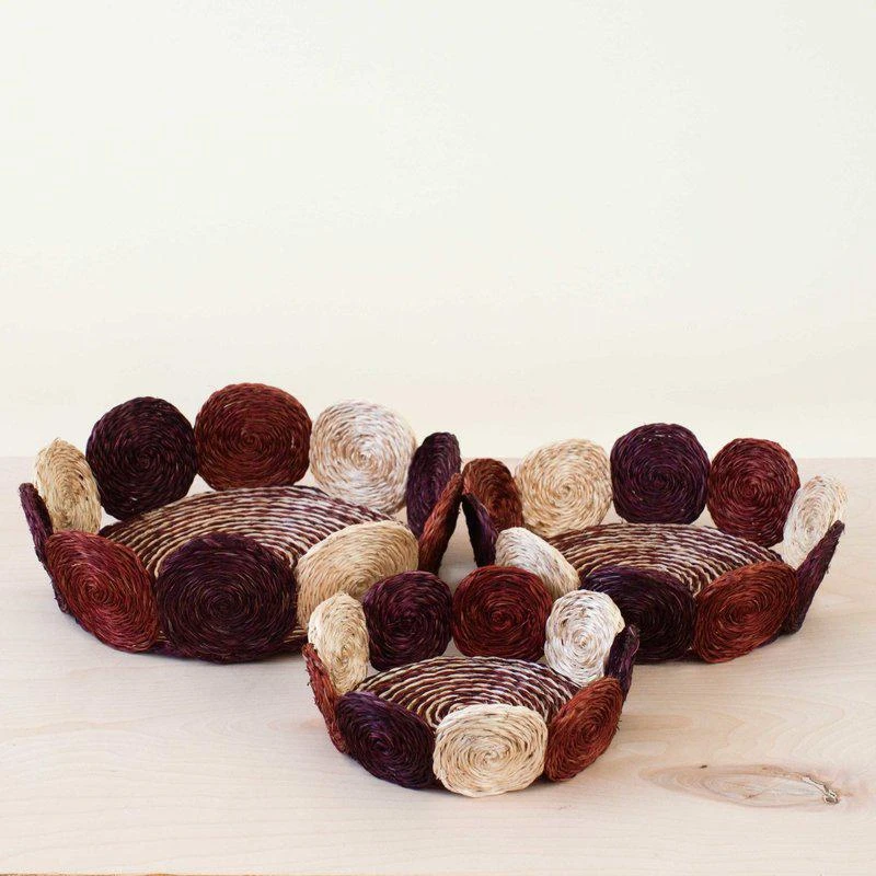 商品LIKHA|Rust And Mauve Handwoven Storage Basket Fruit Basket, Set Of 3,价格¥494,第1张图片