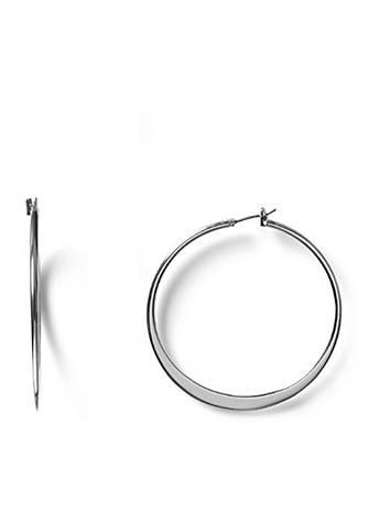 Silver-Tone Pierced Large Thin Hoop Earrings商品第1张图片规格展示
