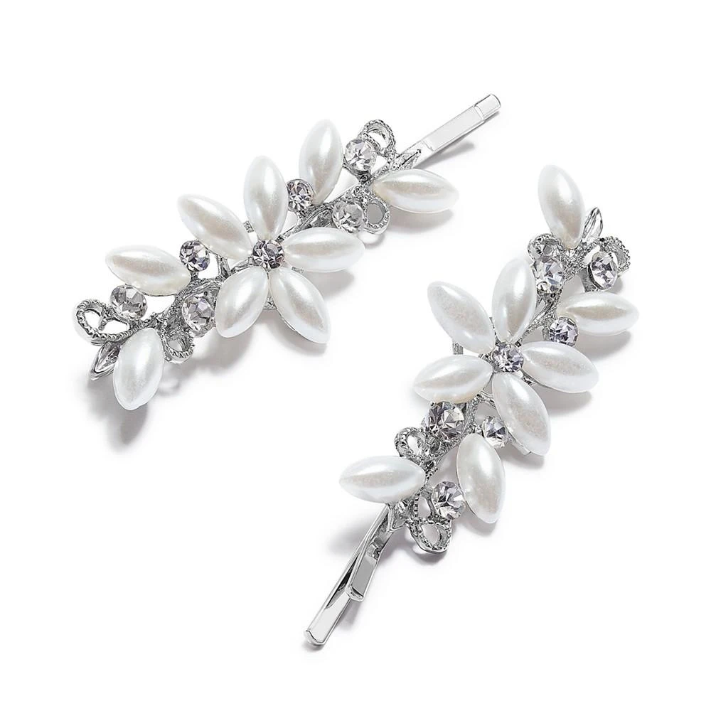 商品INC International|Silver-Tone Pearl Flower Bobby Pins, Set of 2, Created for Macy's,价格¥73,第1张图片