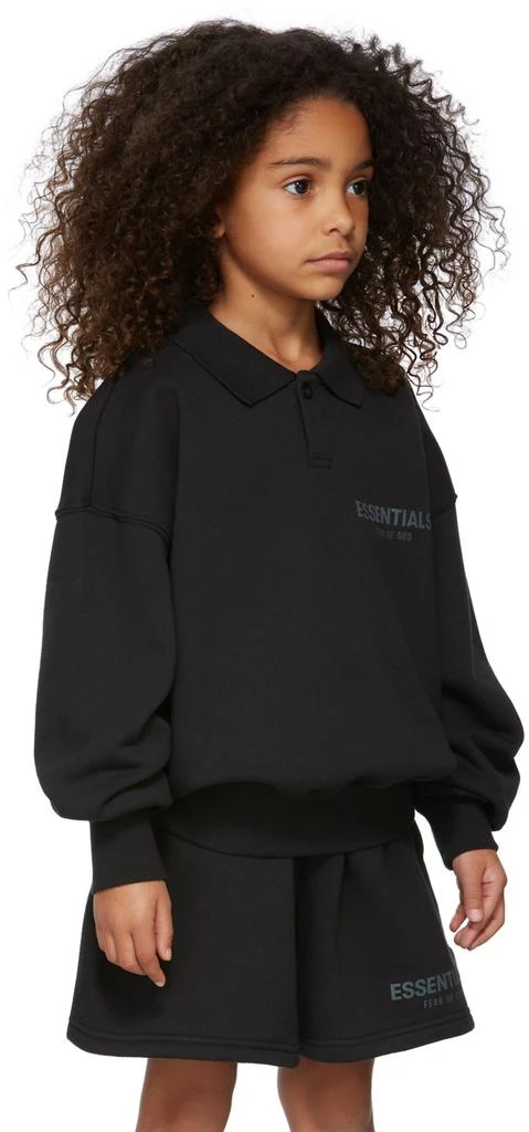 商品Essentials|Kids Black French Terry Long Sleeve Polo,价格¥292,第3张图片详细描述