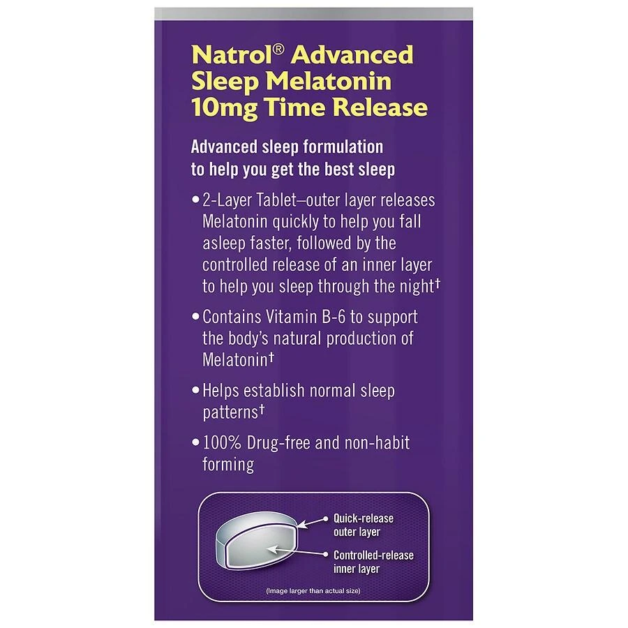 商品Natrol|Advanced Sleep Melatonin 10 mg Tablets Time Released,价格¥168,第2张图片详细描述