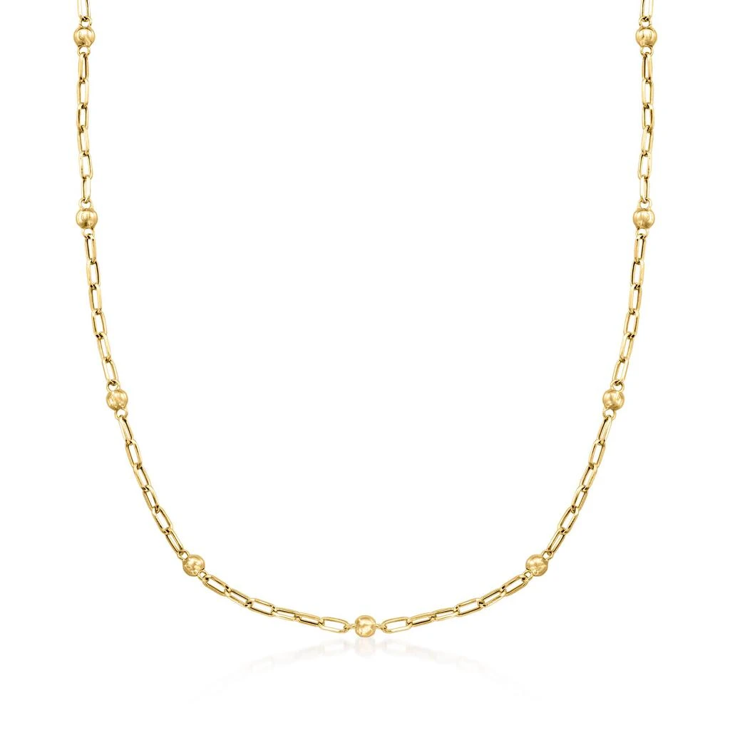 商品Ross-Simons|18kt Yellow Gold Bead Station Paper Clip Link Necklace,价格¥7504,第1张图片