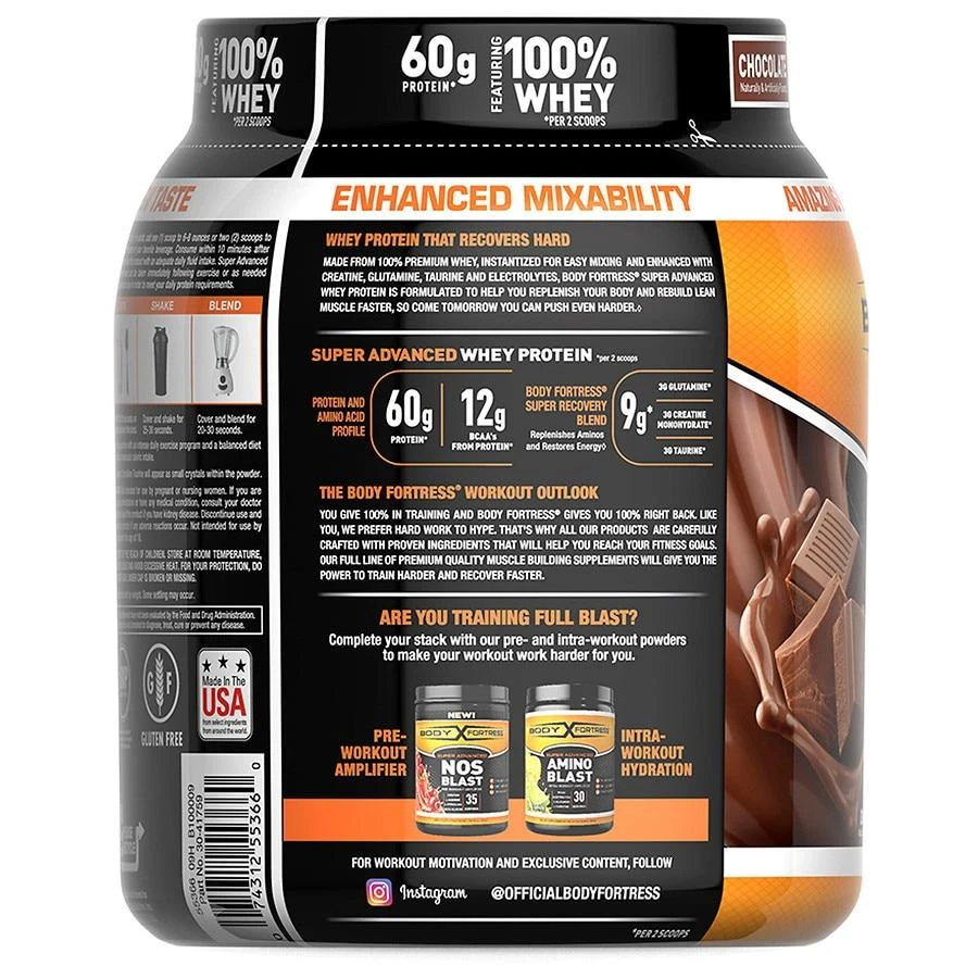 商品Body Fortress|Super Advanced Whey Protein Powder Chocolate,价格¥242,第3张图片详细描述