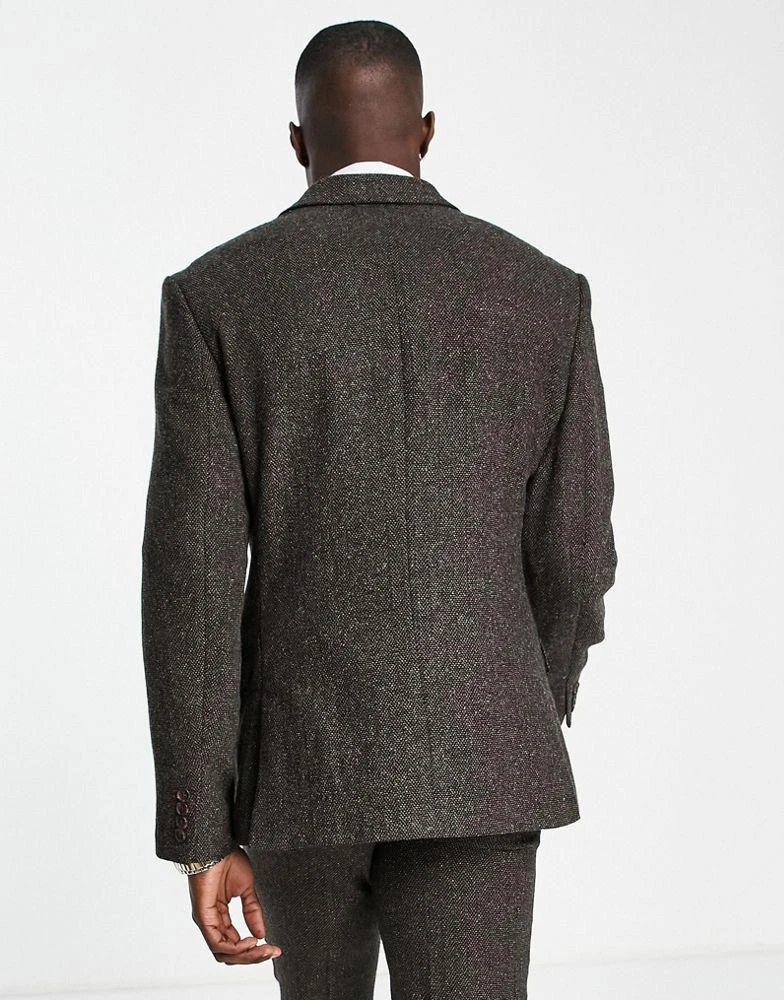 商品ASOS|ASOS DESIGN super skinny suit jacket in check wool mix in khaki ,价格¥369,第4张图片详细描述