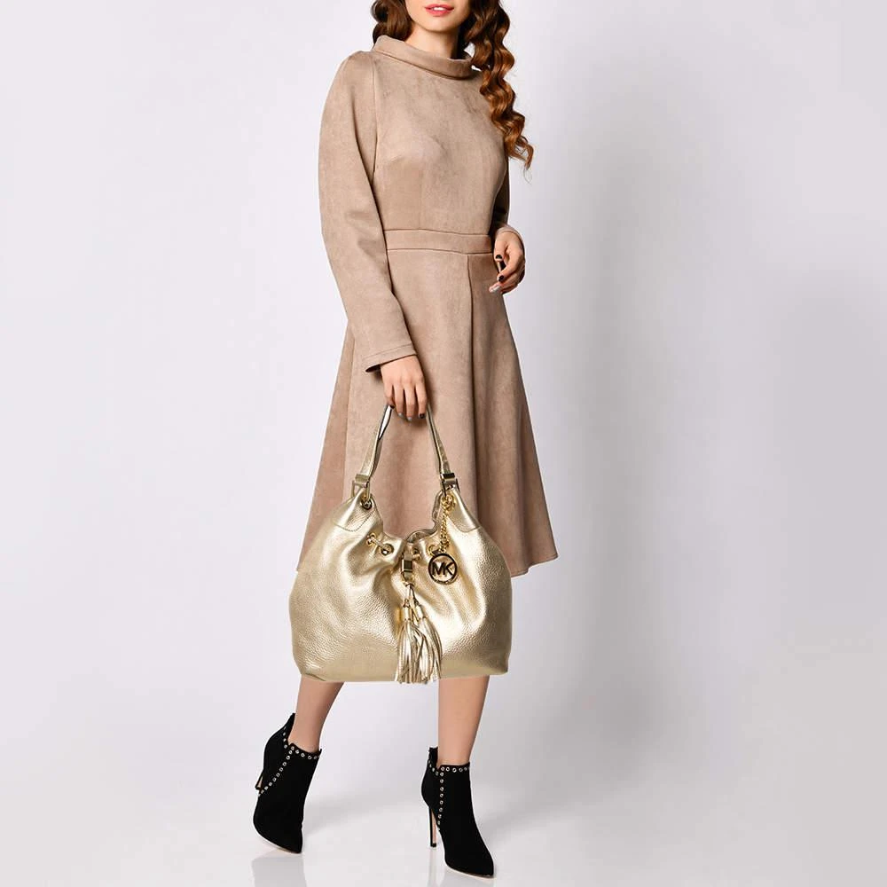 商品[二手商品] Michael Kors|MICHAEL Michael Kors Gold Leather Camden Drawstring Hobo,价格¥1016,第2张图片详细描述