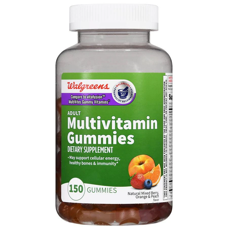 商品Walgreens|Adult Multivitamin Gummies Natural Mixed Berry, Orange & Peach,价格¥93,第2张图片详细描述