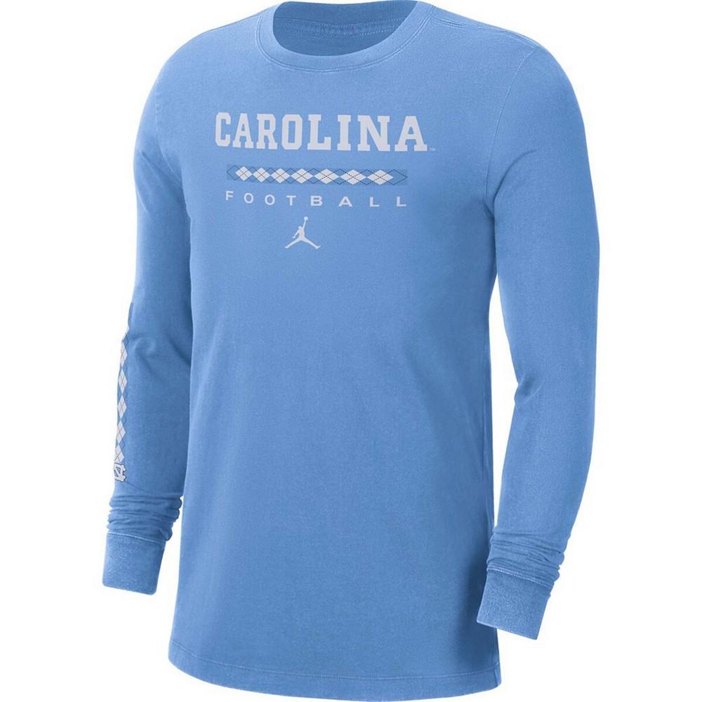 商品Jordan|Men's Light Blue North Carolina Tar Heels Word Long Sleeve T-shirt,价格¥258,第5张图片详细描述