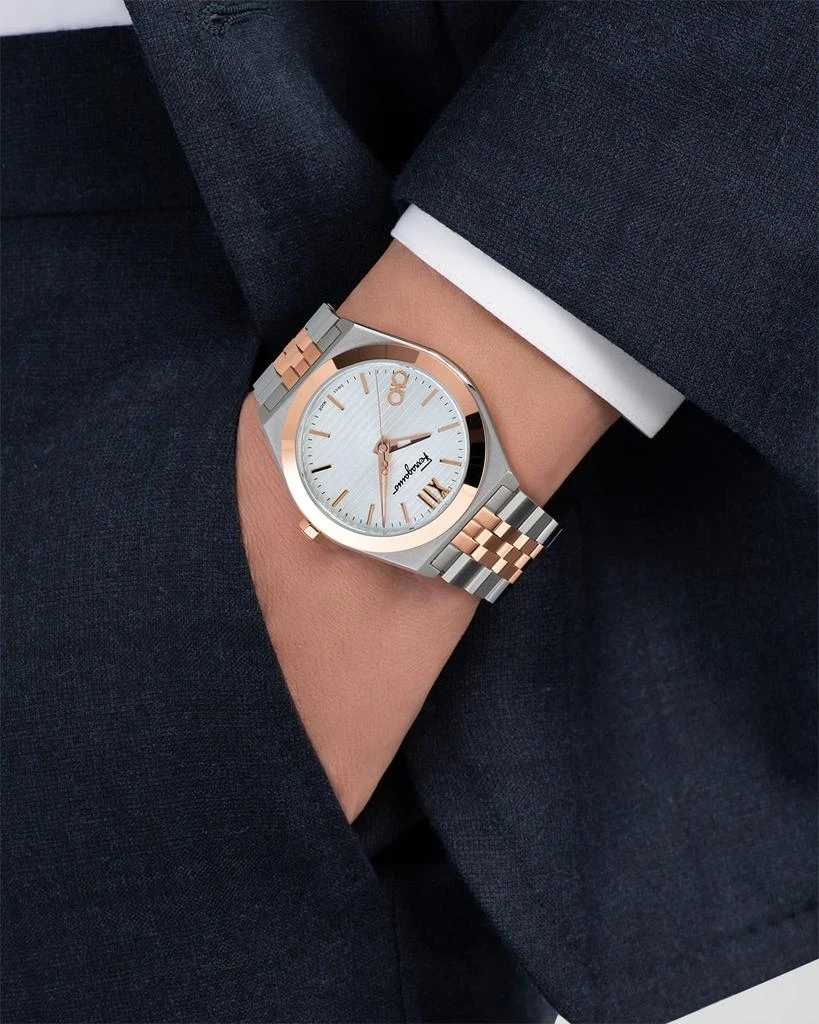 商品Salvatore Ferragamo|Men's Vega New IP Rose Gold Two-Tone Bracelet Watch, 40mm,价格¥8552,第4张图片详细描述