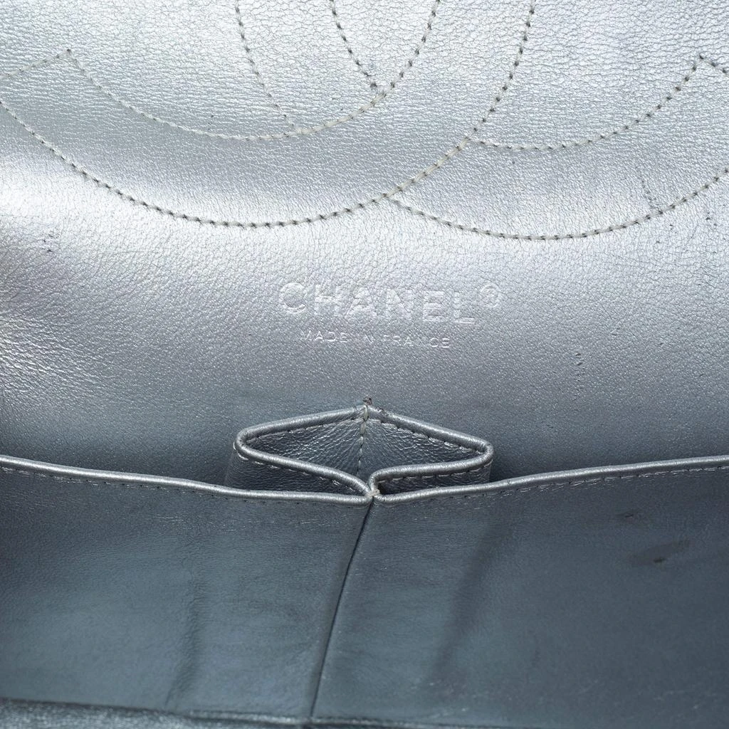 Chanel Silver Quilted Leather Striped Reissue 2.55 Classic 227 Double Flap Bag 商品
