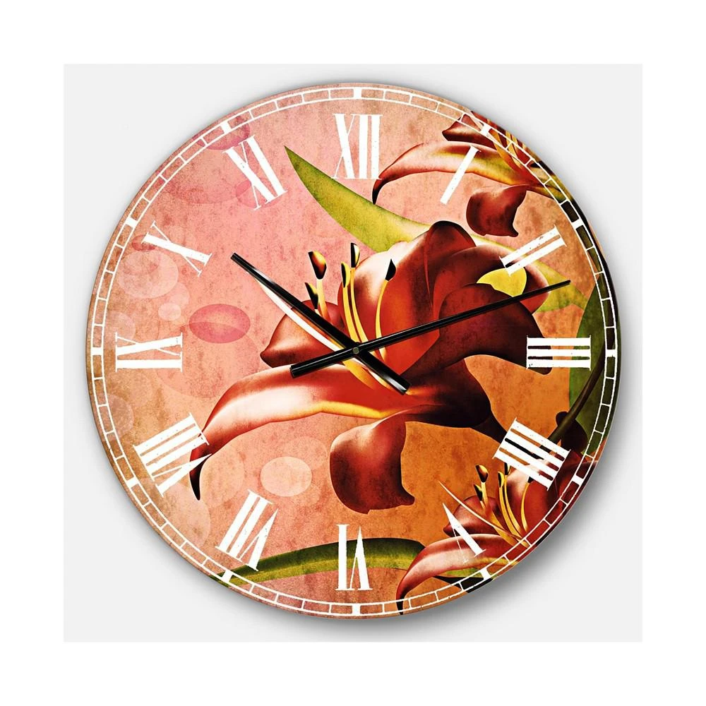商品Designart|Flowers Oversized Round Metal Wall Clock,价格¥1489,第1张图片