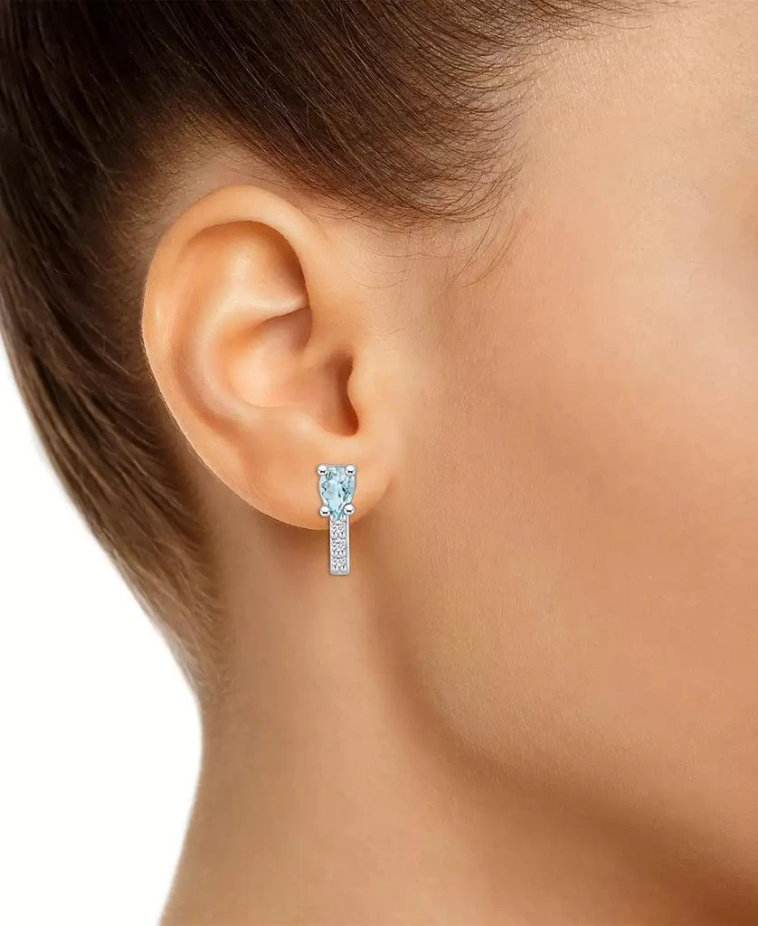 商品Macy's|Aquamarine (3/4 ct. t.w.) and Diamond (1/8 ct. t.w.) Stud Earrings in 14K White Gold,价格¥19655,第2张图片详细描述