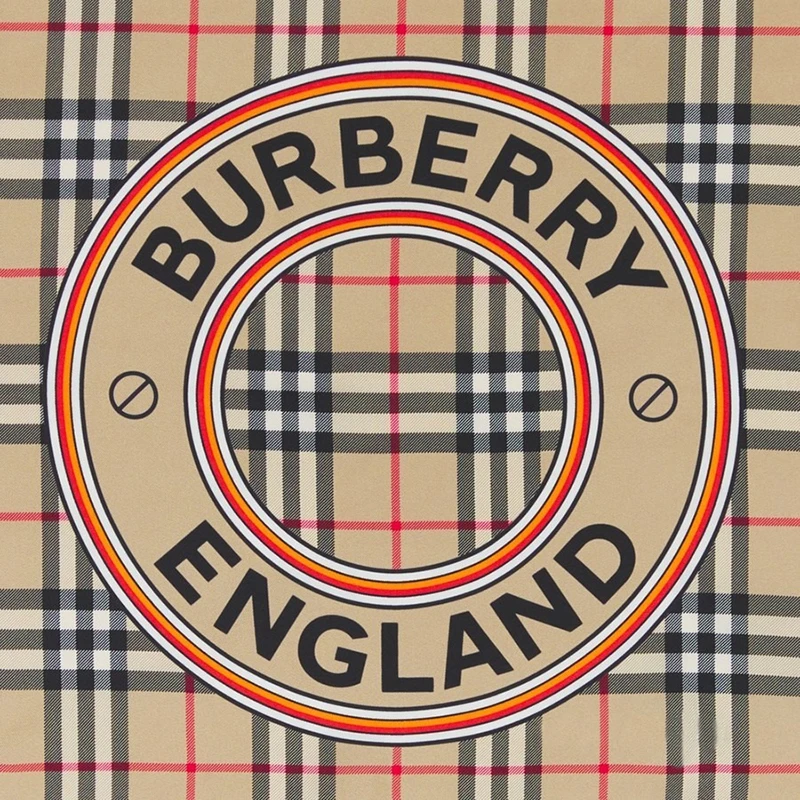 商品Burberry|BURBERRY/博柏利 男女通用米黄色真丝格纹图圈标方巾80531831,价格¥621,第1张图片