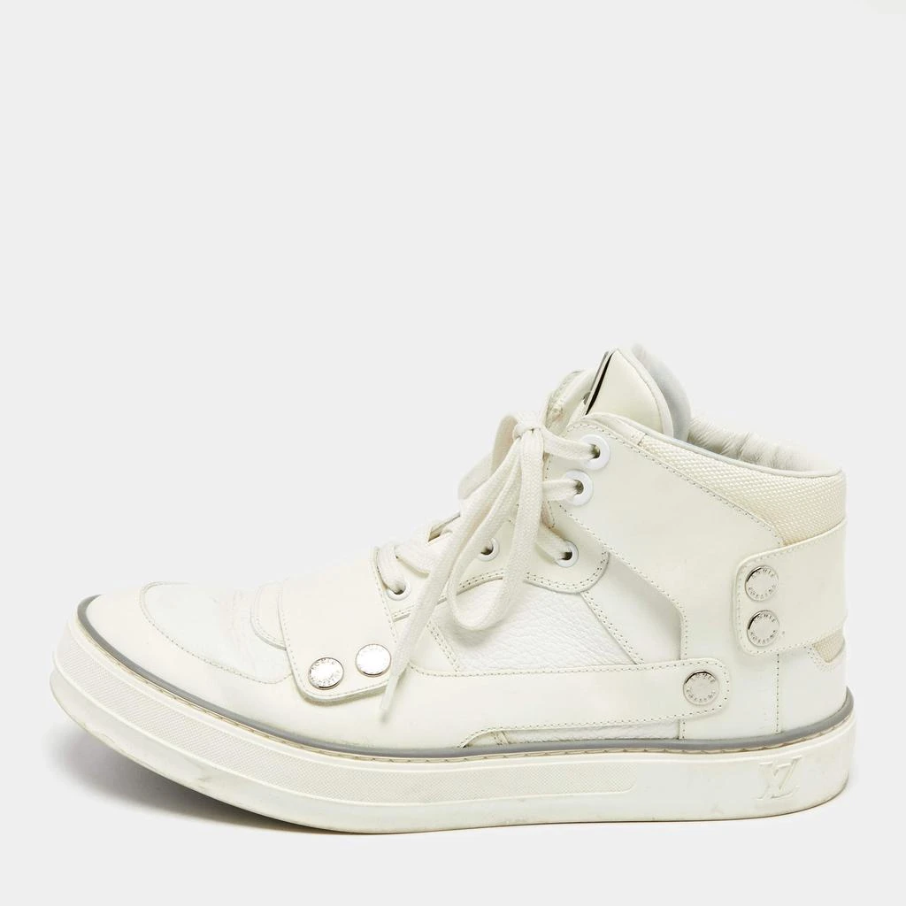 商品[二手商品] Louis Vuitton|Louis Vuitton Off-White Leather and Mesh High-Top Sneakers Size 40,价格¥1456,第1张图片