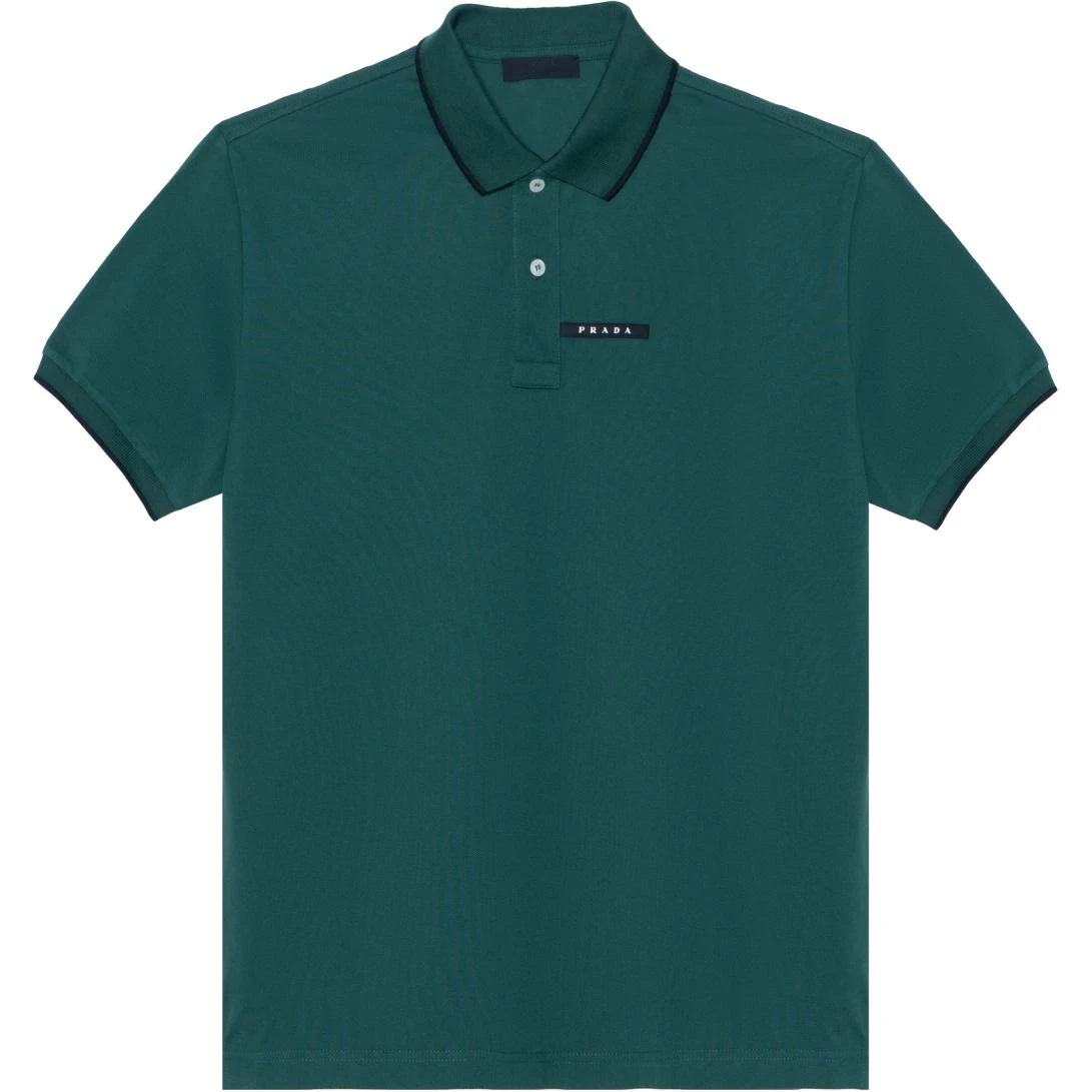 商品[国内直发] Prada|徽标Logo英文纯色短袖Polo衫 男款 墨绿色,价格¥3893,第1张图片