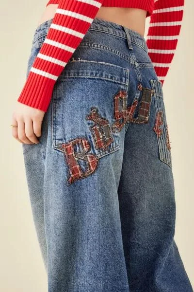 商品BDG|BDG Check Applique Jaya Baggy Jean,价格¥673,第4张图片详细描述