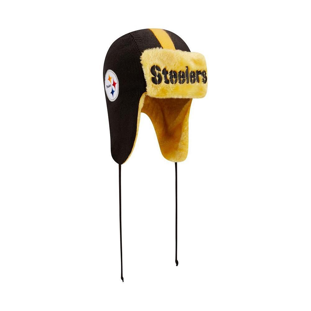 商品New Era|Men's Black Pittsburgh Steelers Helmet Head Trapper Knit Hat,价格¥184,第4张图片详细描述