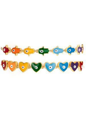 商品Eye Candy LA|The Luxe Collection Aubrey Rainbow 2-Piece Enamel Bracelet Set,价格¥351,第1张图片