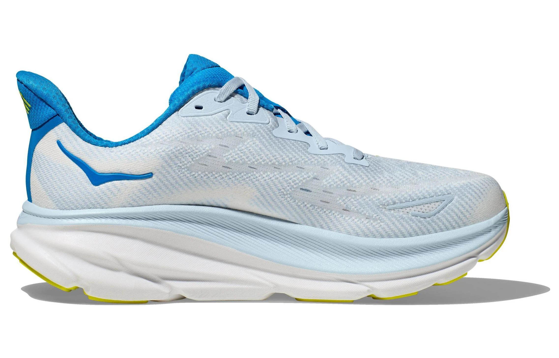商品[国内直发] Hoka One One|Clifton 9 圆头 系带 织物防滑耐磨 低帮跑步鞋 男款 白蓝黄 宽楦版,价格¥2638,第3张图片详细描述