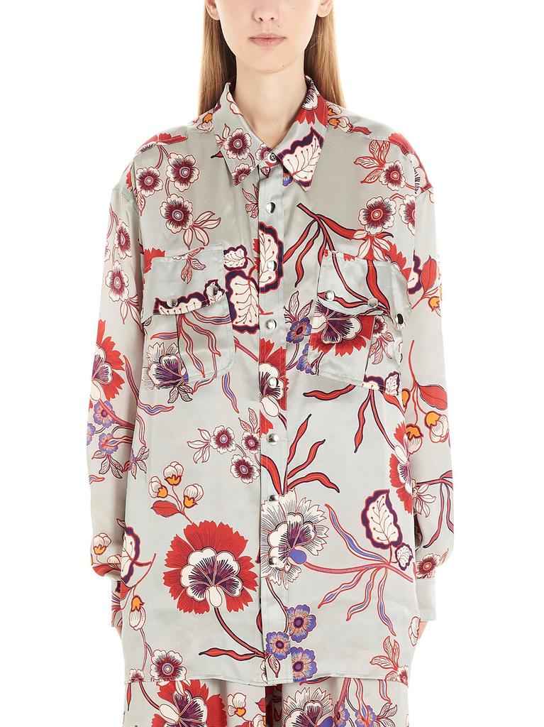 Floral printed silk shirt商品第1张图片规格展示