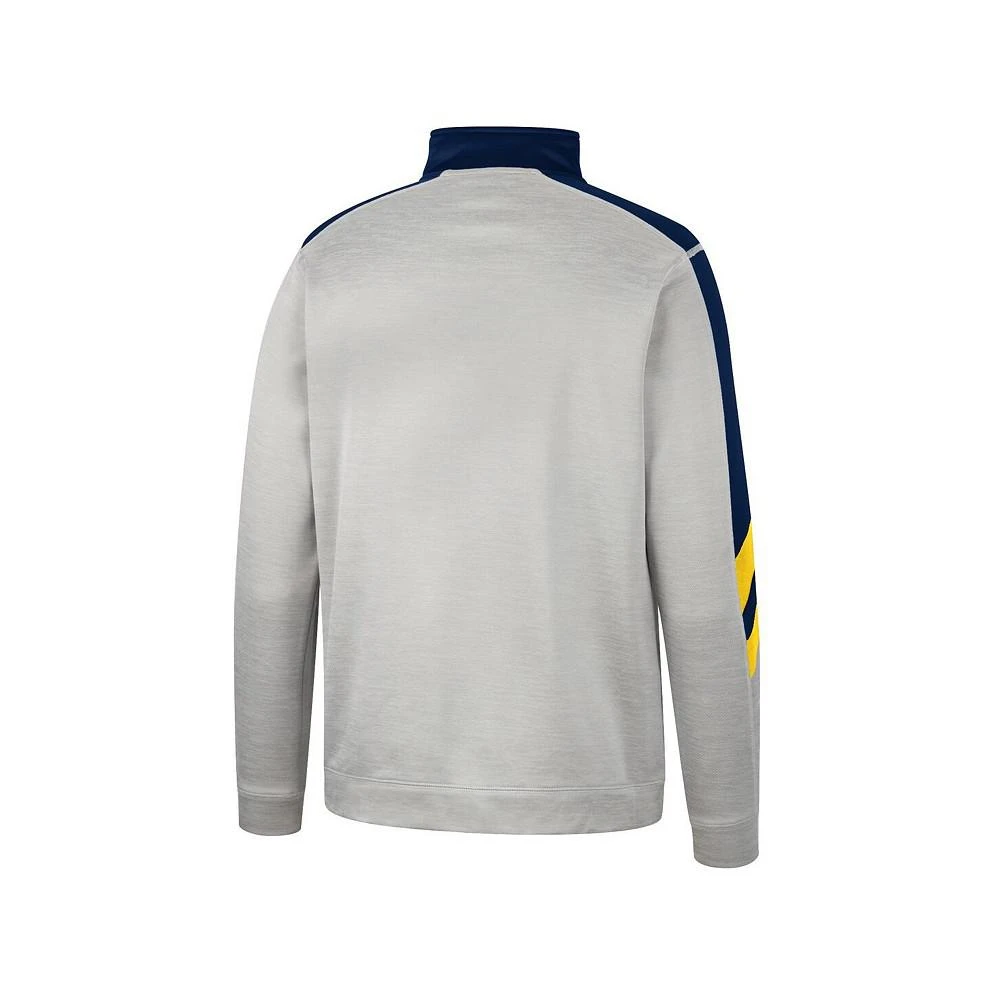 商品Colosseum|Men's Gray, Navy Michigan Wolverines Bushwood Fleece Quarter-Zip Jacket,价格¥338,第2张图片详细描述