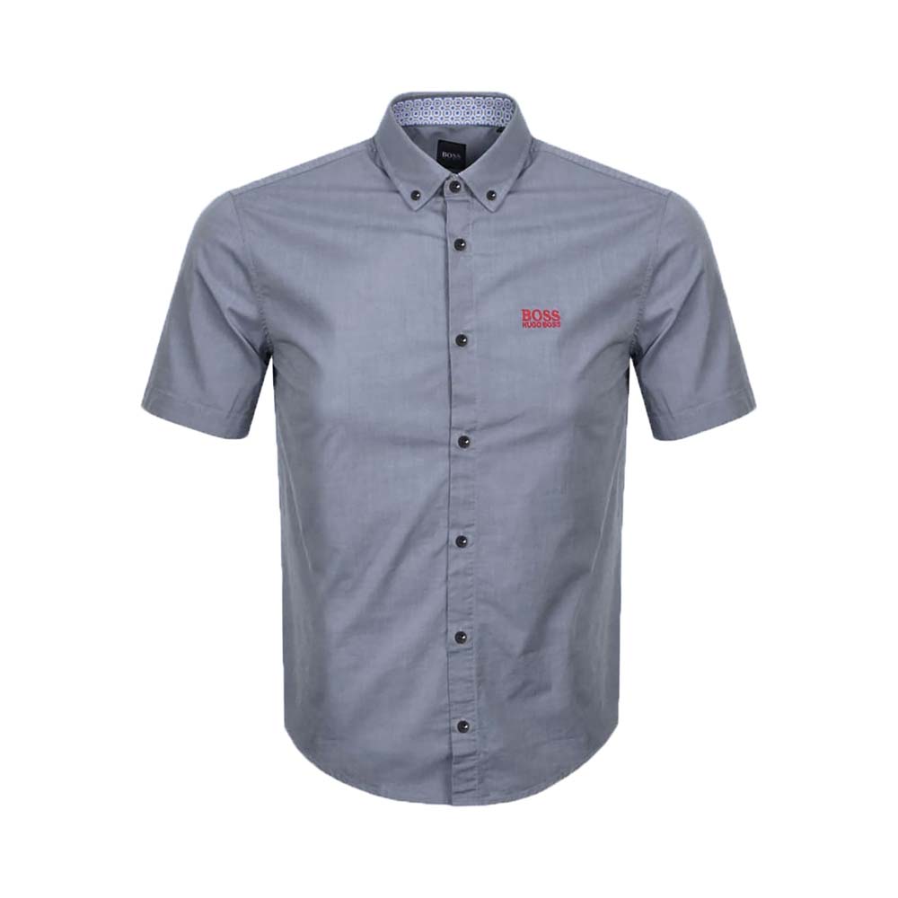 HUGO BOSS 男士蓝灰色棉质短袖衬衫 BIADIA-R-50420130-480商品第1张图片规格展示
