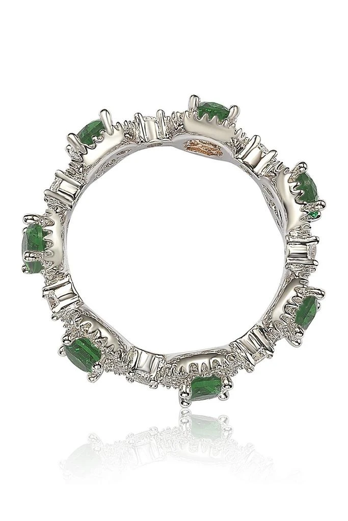 商品Suzy Levian|Sterling Silver Prong Set Green CZ & Pave Halo Station Eternity Band Ring,价格¥1088,第3张图片详细描述